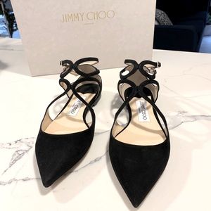 NWT Jimmy Choo Black Suede Lancer Flats